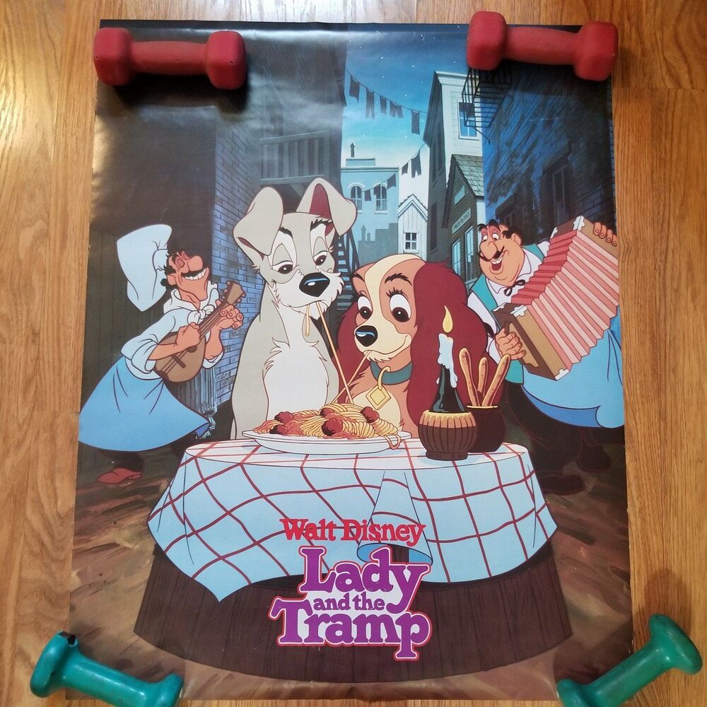 Vintage Original Walt Disney Lady & The tramp poster wd-41 22"x28" 1980's